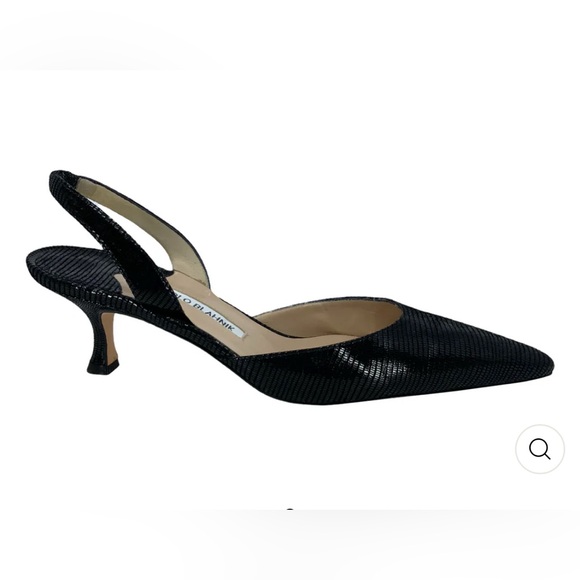 Manila Blahnik Raffia Pointed Toe Kitten Heel Slingbacks - Picture 2 of 11